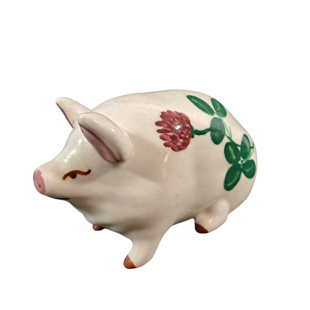 Vintage Ceramic Clover Pottery Sitting Pig Figurine